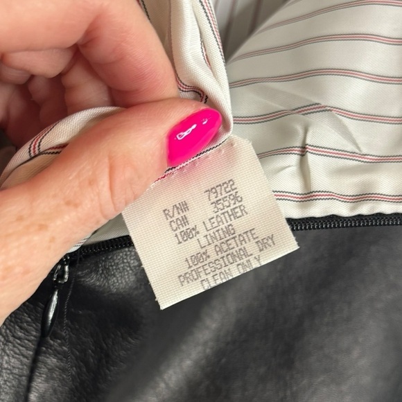 Poleci Soft Black Leather Pencil Stitch Knee Length Skirt Size 8 - Picture 7 of 12